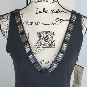 Joseph Ribkoff- Womens Black Double V Beaded Evening Dress Stunning! Sz.10